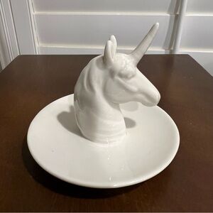 Unicorn Ring Holder Trinket Dish Mythical Creature Jewelry Tray White Horse